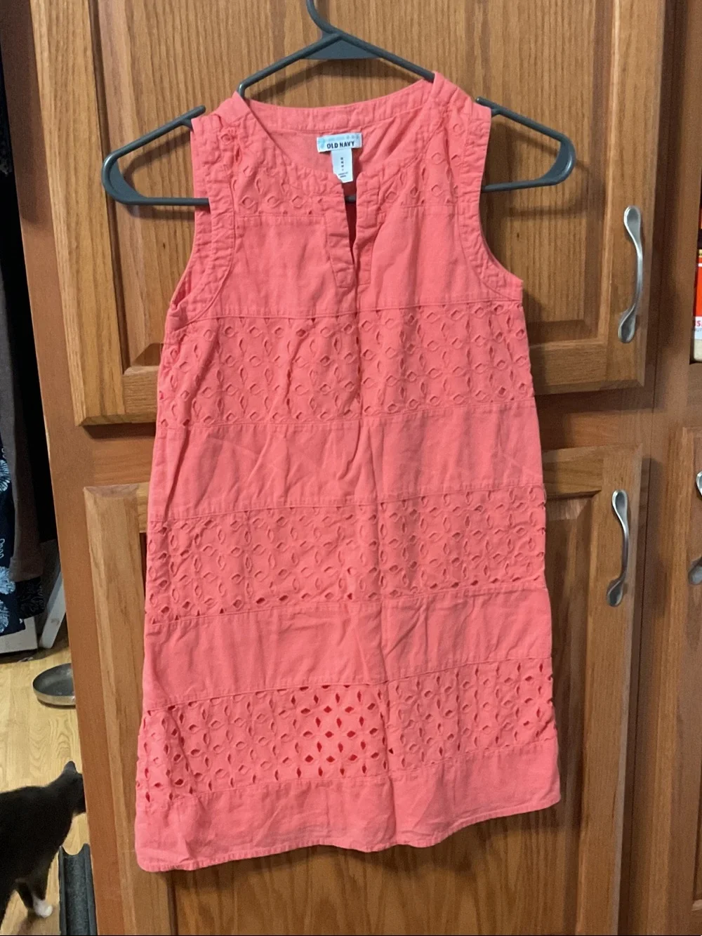 Old Navy Coral Eyelet Sleeveless Dress size M girls